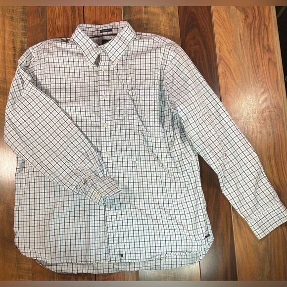 Men’s Gap Classic Checkered Button Up, Size XL, White/Blue/Black - Picture 2 of 4